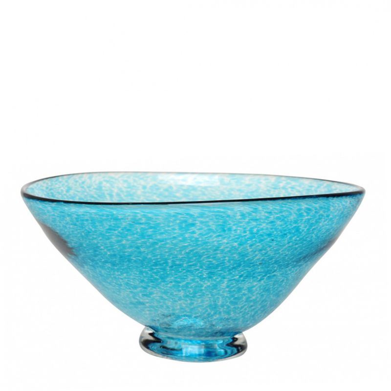 Kunstglass - Lilje skål medium turkis