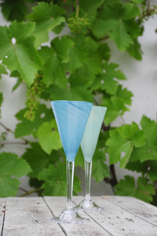 Kunstglass - Enkel blå og grå