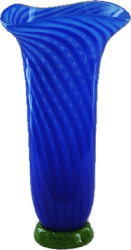 Kunstglass - vase sommerminner blå