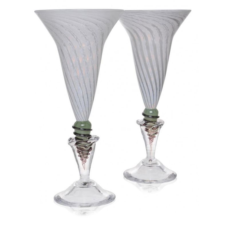 Kunstglass - Vinterminner hvit 2 stk.