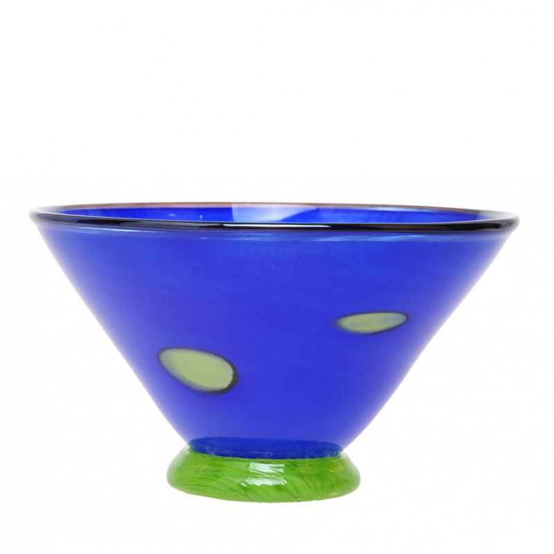 Kunstglass cirkus skål mørkblå liten